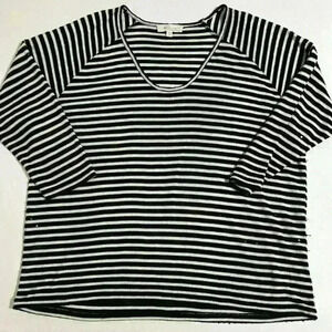 Two by Vince Camuto Black & White Sequined Striped Top
